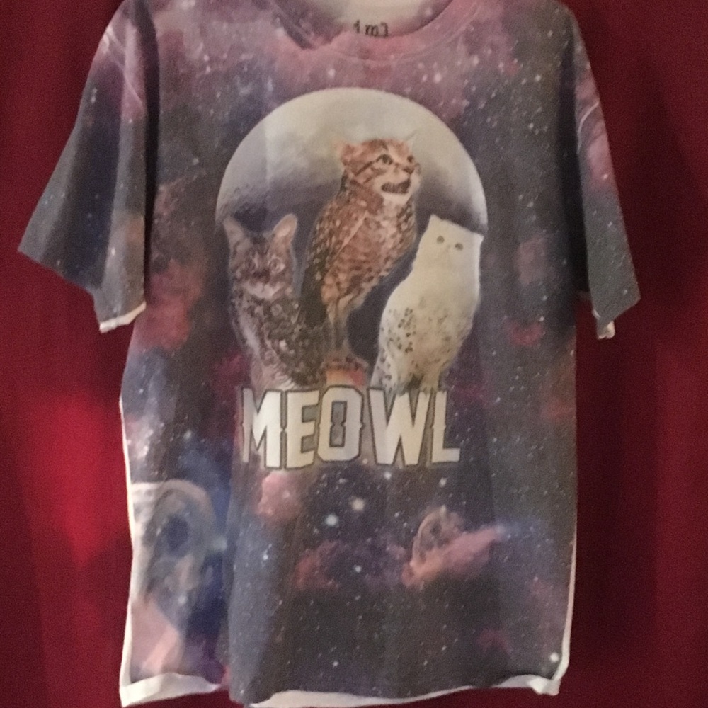 Meowl space cat shirt